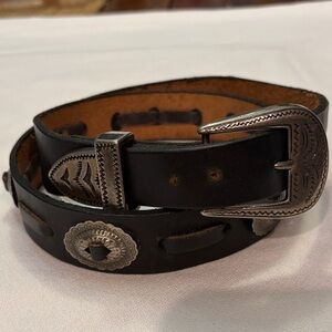 Black Leather Belt with Silver Buckle